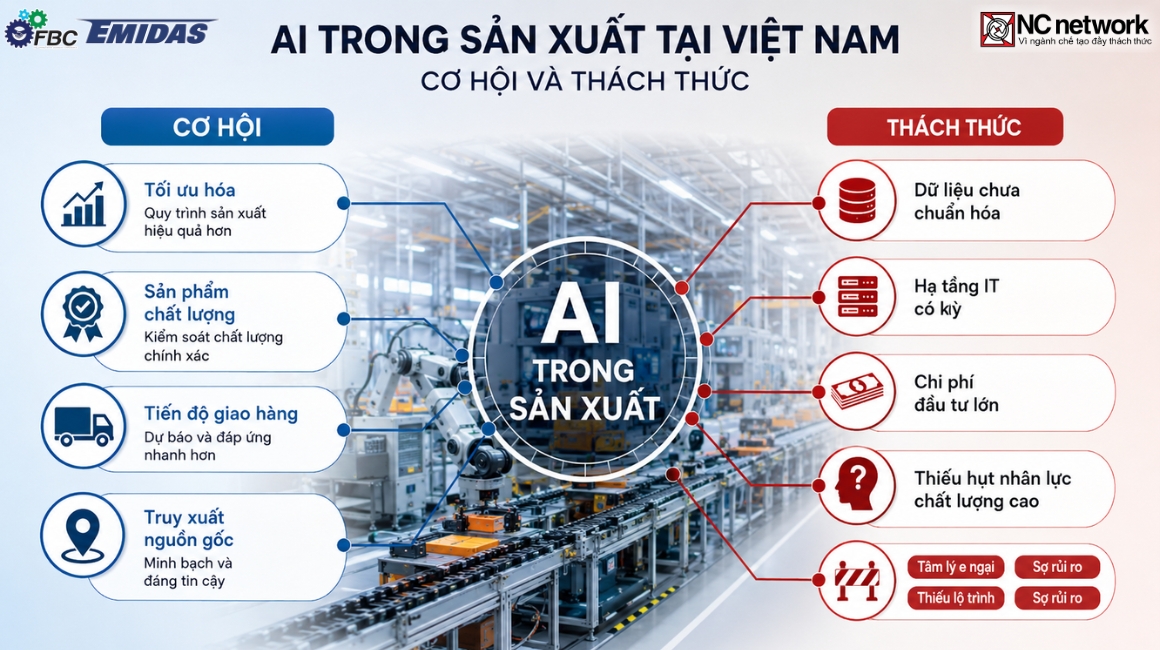 Cơ hội và thách thức của doanh nghiệp ứng dụng AI trong sản xuất tại Việt Nam