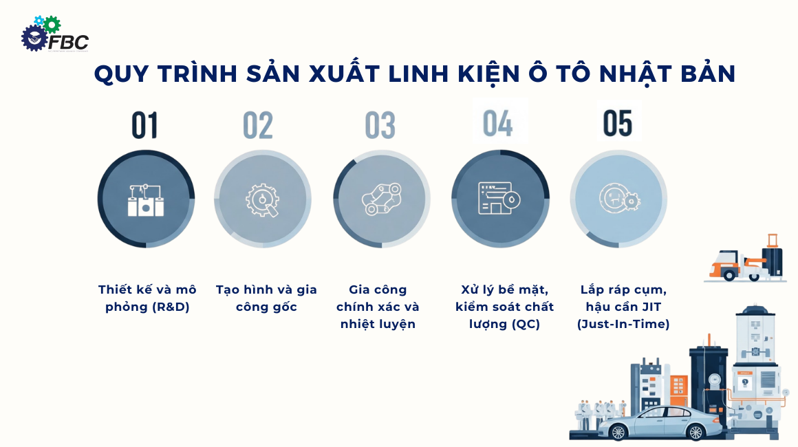 Quy trình sản xuất linh kiện ô tô Nhật Bản chi tiết nhất